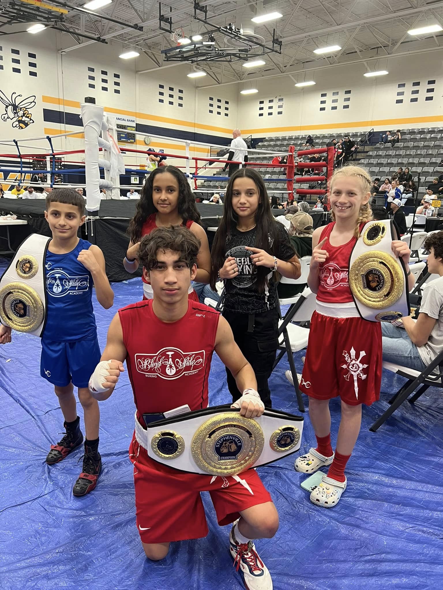 Team with championship belts
