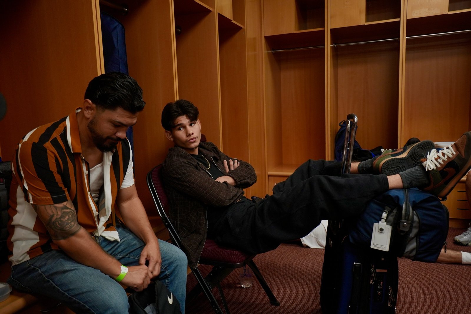 Amador Mendez in the locker room with team